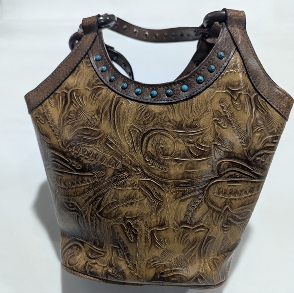Y2K Western Vegan Leather Inlay Design Shoulder Bag - Picture 2 of 8
